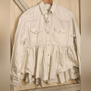 We The Free white Dylan babydoll button Down top BNWOT XS